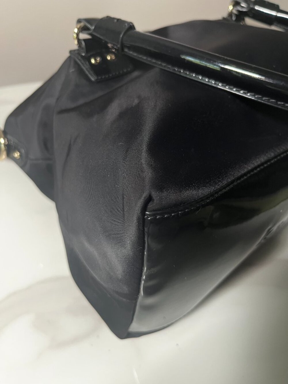 Kate Spade New York Carmen Black Nylon & Patent Leather Satchel - Picture 9 of 14